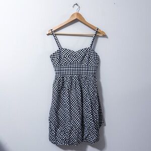 NWT J. Crew Bubble A Line Dress Black White Gingham Sleeveless Bow Cotton